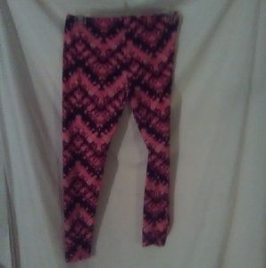 Pink and black leggings for women. Size large.